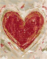Červené srdce na béžovom pozadí (Haley Bush), 80 × 100 cm, vypnuté plátno na rám - Maľovanie podľa čísel