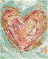 Červené srdce na zeleném pozadí (Haley Bush), 80×100 cm, bez rámu a bez vypnutí plátna - Painting by Numbers
