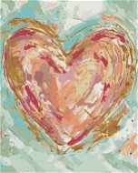Červené srdce na zelenom pozadí (Haley Bush), 80 × 100 cm, vypnuté plátno na rám - Maľovanie podľa čísel