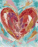 Červené srdce na zelenom pozadí II (Haley Bush), 80 × 100 cm, vypnuté plátno na rám - Maľovanie podľa čísel