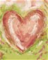 Červené srdce na zeleném pozadí III (Haley Bush), 80×100 cm, bez rámu a bez vypnutí plátna - Painting by Numbers
