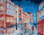 Deštivý den v londýnské uličce, 80×100 cm, bez rámu a bez vypnutí plátna - Painting by Numbers