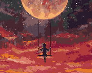 Girl Swinging in Space, 40×50 cm, without frame and without canvas shut off - Painting by Numbers