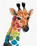 Duhová žirafa, 80×100 cm, vypnuté plátno na rám - Painting by Numbers