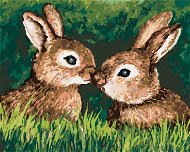 Dva šťastní zajíčci v trávě, 80×100 cm, vypnuté plátno na rám - Painting by Numbers