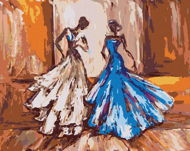 Dve ženy na plese, 80 × 100 cm, plátno napnuté na rám - Maľovanie podľa čísel