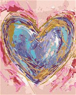 Fialové srdce na růžovém pozadí (Haley Bush), 40×50 cm, vypnuté plátno na rám - Painting by Numbers