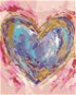 Fialové srdce na růžovém pozadí (Haley Bush), 80×100 cm, bez rámu a bez vypnutí plátna - Painting by Numbers