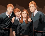 Fred, George, Ron a Ginny Weasleyovi (Harry Potter), 40×50 cm, vypnuté plátno na rám - Painting by Numbers
