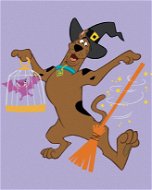 Halloweenský Scooby s koštětem (Scooby Doo), 40×50 cm, bez rámu a bez vypnutí plátna - Painting by Numbers