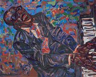 Jazzman Ray Charles, 80×100 cm, vypnuté plátno na rám - Painting by Numbers