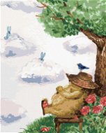 Ježek odpočívající pod stromem, 80×100 cm, bez rámu a bez vypnutí plátna - Painting by Numbers