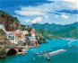 Krajina na pobřeží Amalfi v Itálii, 80×100 cm, bez rámu a bez vypnutí plátna - Painting by Numbers
