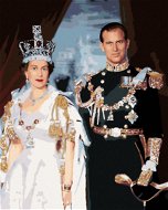 Kráľovná Alžbeta II. a princ Filip po korunovácii, 40×50 cm, bez rámu a bez vypnutia plátna - Maľovanie podľa čísel