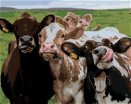 Krava a jej kamaráti, 80 × 100 cm, bez rámu a bez vypnutia plátna - Maľovanie podľa čísel