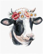 Krava s kvetinovou čelenkou, 80 × 100 cm, bez rámu a bez napnutia plátna - Maľovanie podľa čísel