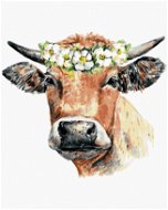 Kráva s věncem, 80×100 cm, bez rámu a bez vypnutí plátna - Painting by Numbers