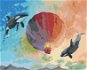 Létající kosatky s horkovzdušným balónem, 80×100 cm, bez rámu a bez vypnutí plátna - Painting by Numbers