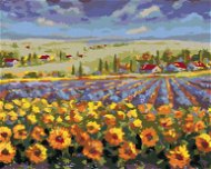 Levanduľové pole so slnečnicami, 80 × 100 cm, bez rámu a bez napnutia plátna - Maľovanie podľa čísel