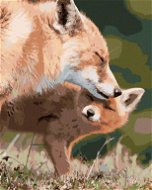 Líška a mláďa, 80 × 100 cm, plátno napnuté na rám - Maľovanie podľa čísel