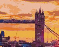 Londýnský Tower Bridge při západu slunce, 80×100 cm, bez rámu a bez vypnutí plátna - Painting by Numbers