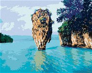 Malý lesní ostrůvek na moři, 80×100 cm, bez rámu a bez vypnutí plátna - Painting by Numbers