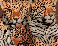 Matka jaguára a dvě mláďata, 80×100 cm, bez rámu a bez vypnutí plátna - Painting by Numbers