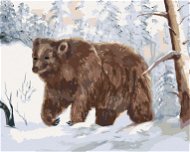 Medvěd v zasneženém lese, 80×100 cm, vypnuté plátno na rám - Painting by Numbers