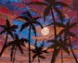 Měsíc mezi palmami, 80×100 cm, bez rámu a bez vypnutí plátna - Painting by Numbers