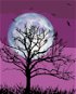 Měsíc na fialovém nebi, 80×100 cm, bez rámu a bez vypnutí plátna - Painting by Numbers