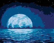 Mesiac odrážajúci sa v morských vlnách, 40×50 cm, bez rámu a bez vypnutia plátna - Maľovanie podľa čísel