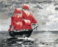 Měsíční svit a plachetnice na moři, 80×100 cm, bez rámu a bez vypnutí plátna - Painting by Numbers