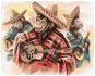 Mexické trio opic hrající na kytaru, 80×100 cm, bez rámu a bez vypnutí plátna - Painting by Numbers