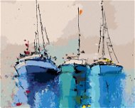 Modré jachty, 80 × 100 cm, bez rámu a bez napnutia plátna - Maľovanie podľa čísel