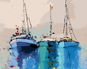 Modré jachty, 80×100 cm, vypnuté plátno na rám - Painting by Numbers