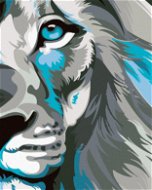 Modrošedý lev, 80×100 cm, bez rámu a bez vypnutí plátna - Painting by Numbers