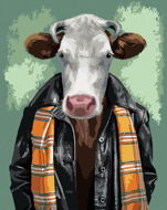 Muž s kraví hlavou, 80×100 cm, bez rámu a bez vypnutí plátna - Painting by Numbers