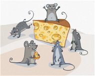 Myšky a sýr, 80×100 cm, bez rámu a bez vypnutí plátna - Painting by Numbers