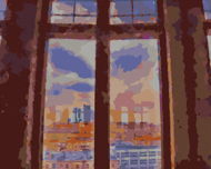 New York za okny, 80×100 cm, vypnuté plátno na rám - Painting by Numbers