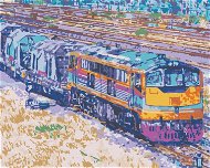 Obojsmerný vlak prichádzajúci do stanice, 80×100 cm, bez rámu a bez vypnutia plátna - Maľovanie podľa čísel