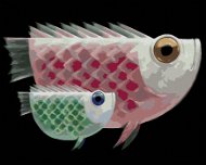 Obria ryba a jej obrie bábätko, 80×100 cm, bez rámu a bez vypnutia plátna - Maľovanie podľa čísel