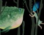 Obří zelená ryba se ženou, 80×100 cm, bez rámu a bez vypnutí plátna - Painting by Numbers