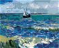 Plachetnica a maľované more, 80×100 cm, bez rámu a bez vypnutia plátna - Maľovanie podľa čísel