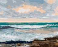 Pláž s velkými vlnami, 80×100 cm, vypnuté plátno na rám - Painting by Numbers