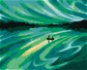 Plující loďka a zelená vesmírná obloha, 80×100 cm, bez rámu a bez vypnutí plátna - Painting by Numbers