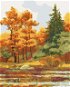 Podzimní les na jezeře, 80×100 cm, vypnuté plátno na rám - Malování podle čísel
