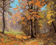Podzimní procházka lesem, 80×100 cm, bez rámu a bez vypnutí plátna - Painting by Numbers