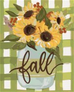 Podzimní slunečnice Gingham (Haley Bush), 80×100 cm, bez rámu a bez vypnutí plátna - Painting by Numbers