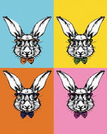 Pop-art králiky s okuliarmi, 80 × 100 cm, plátno napnuté na rám - Maľovanie podľa čísel