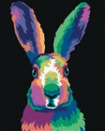 Pop-art králík na černém pozadí, 80×100 cm, bez rámu a bez vypnutí plátna - Painting by Numbers